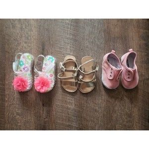 3 Pairs Girls 18 Month Sandals & Sneakers Lot